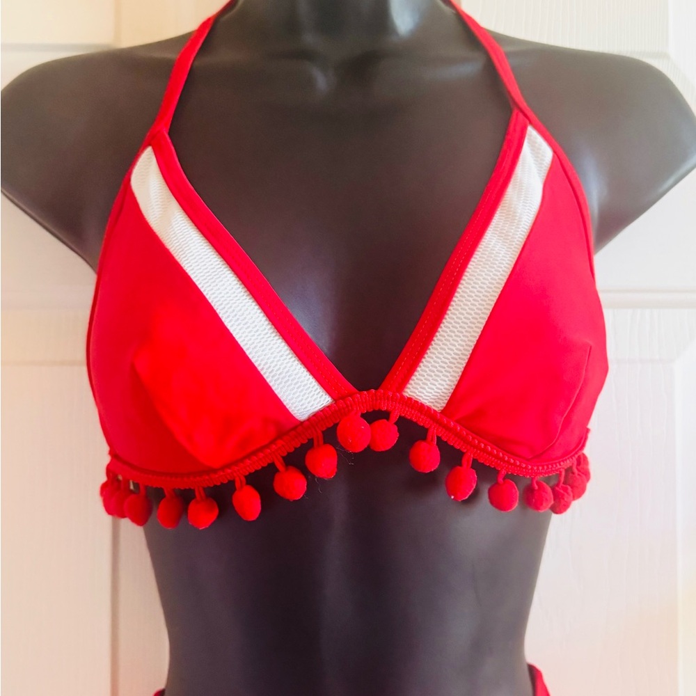 Red And White Stripe Mesh Bikini - image 6